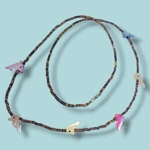 Heishi Necklace 6 Carved Dolphin Fetish Mother of Pearl Bead‎ Necklace 22"